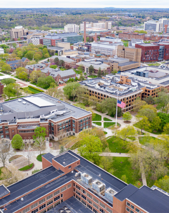 view of University of Michigan campus from above